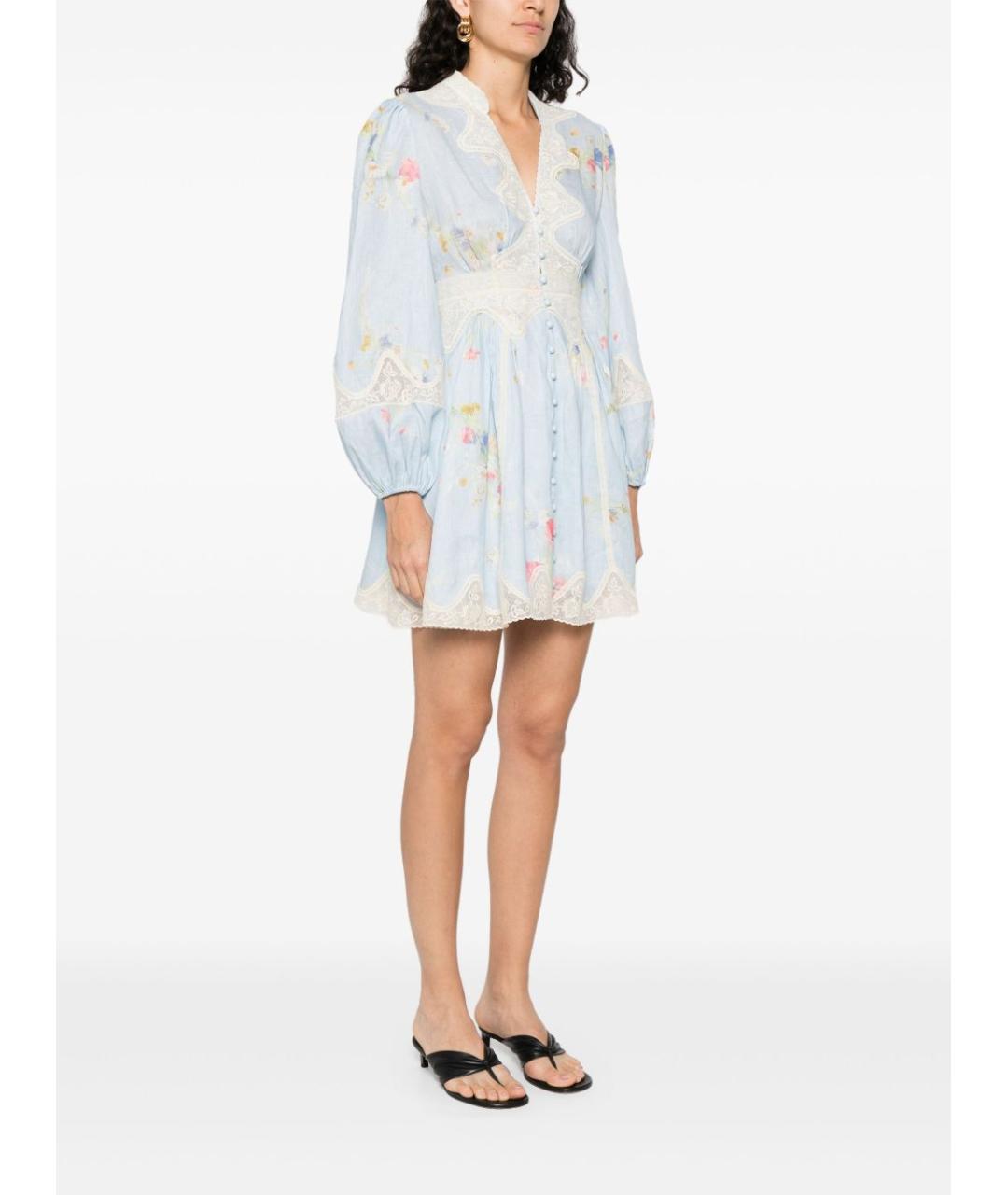 ZIMMERMANN Голубое льняное платье, фото 3