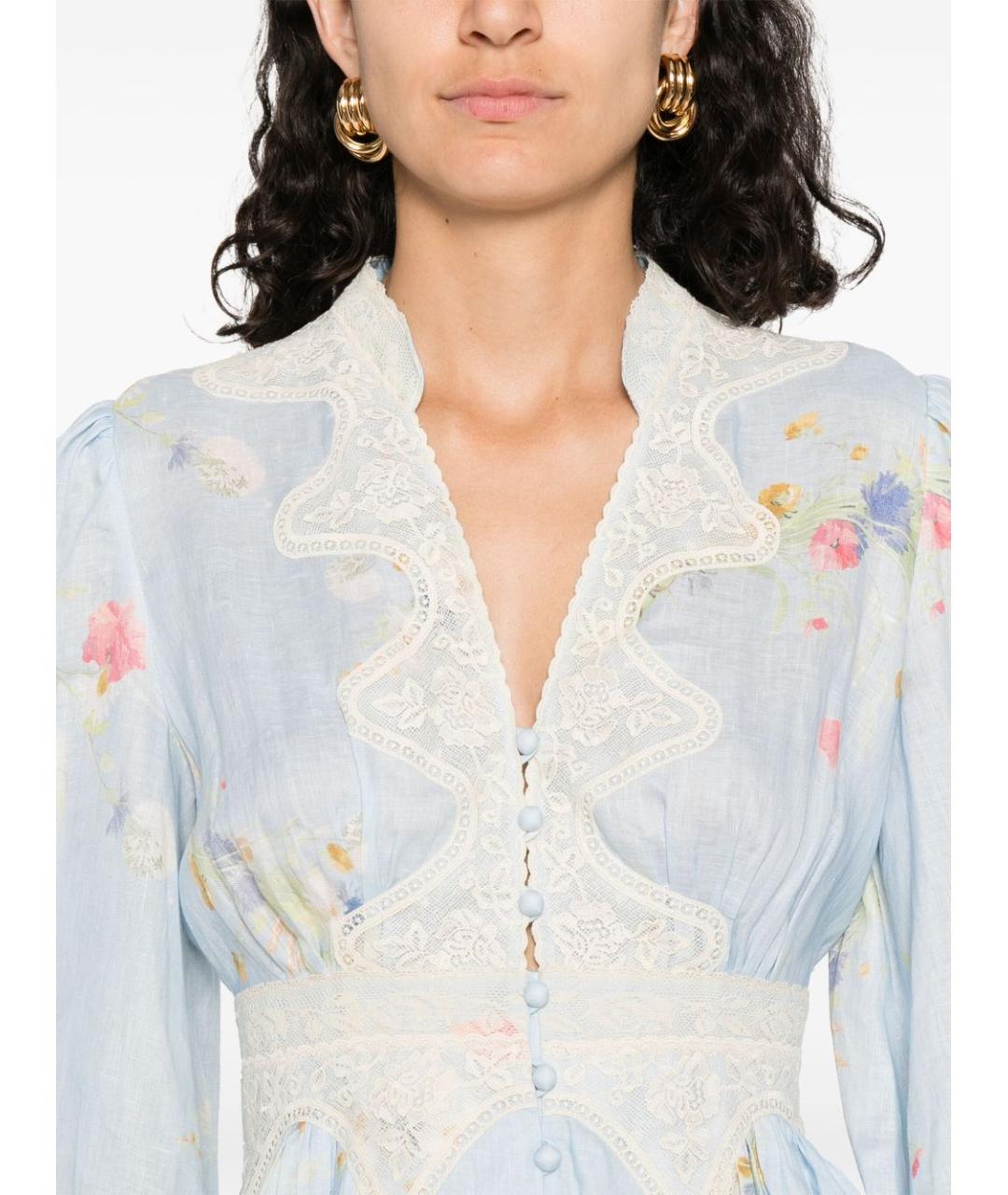 ZIMMERMANN Голубое льняное платье, фото 5