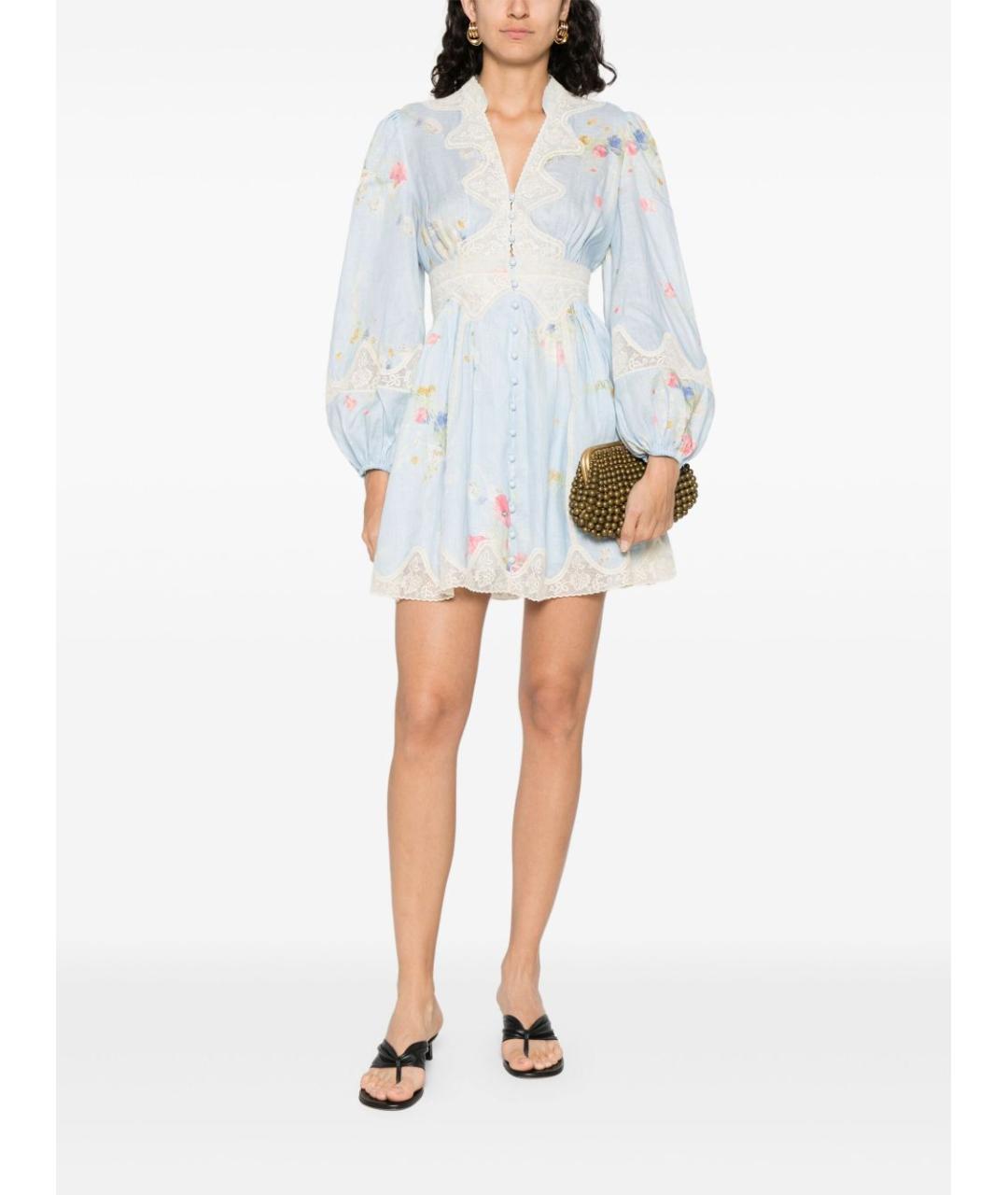 ZIMMERMANN Голубое льняное платье, фото 2