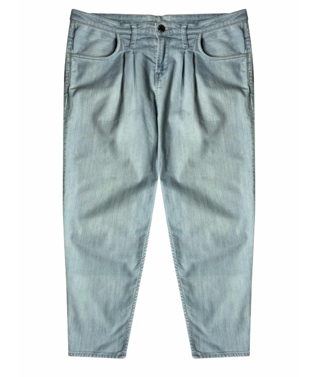 HELMUT LANG Голубые хлопко-эластановые джинсы слим, фото 1