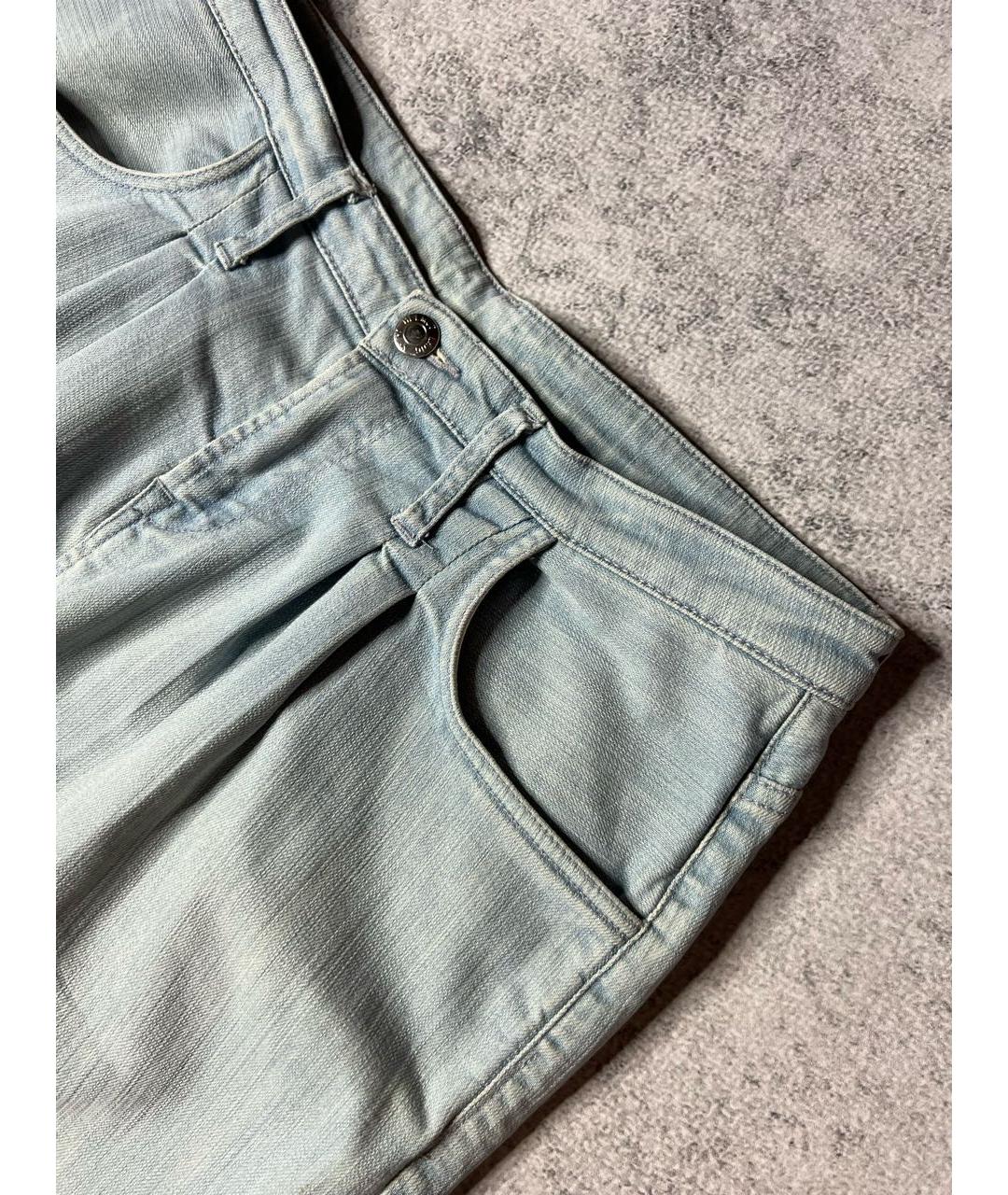HELMUT LANG Голубые хлопко-эластановые джинсы слим, фото 4