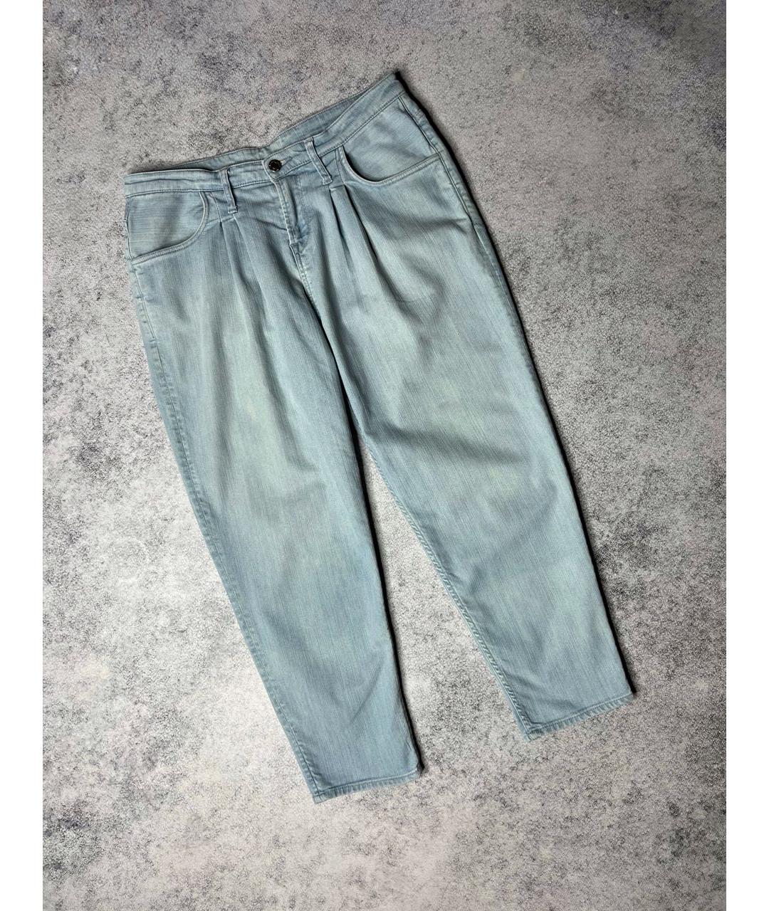 HELMUT LANG Голубые хлопко-эластановые джинсы слим, фото 9