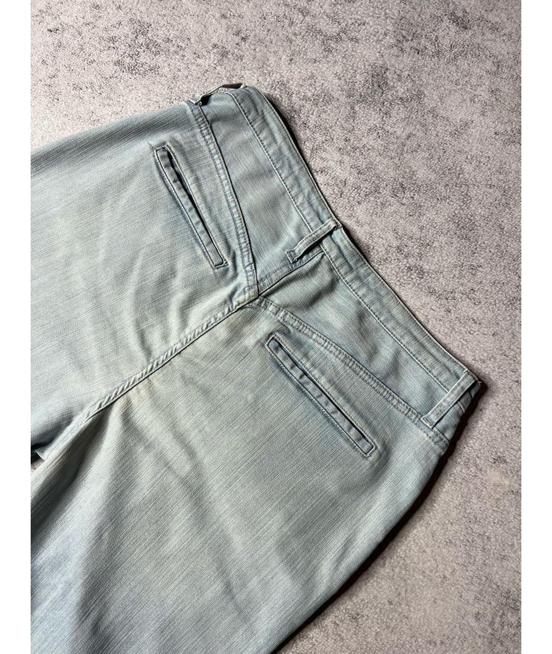 HELMUT LANG Голубые хлопко-эластановые джинсы слим, фото 5