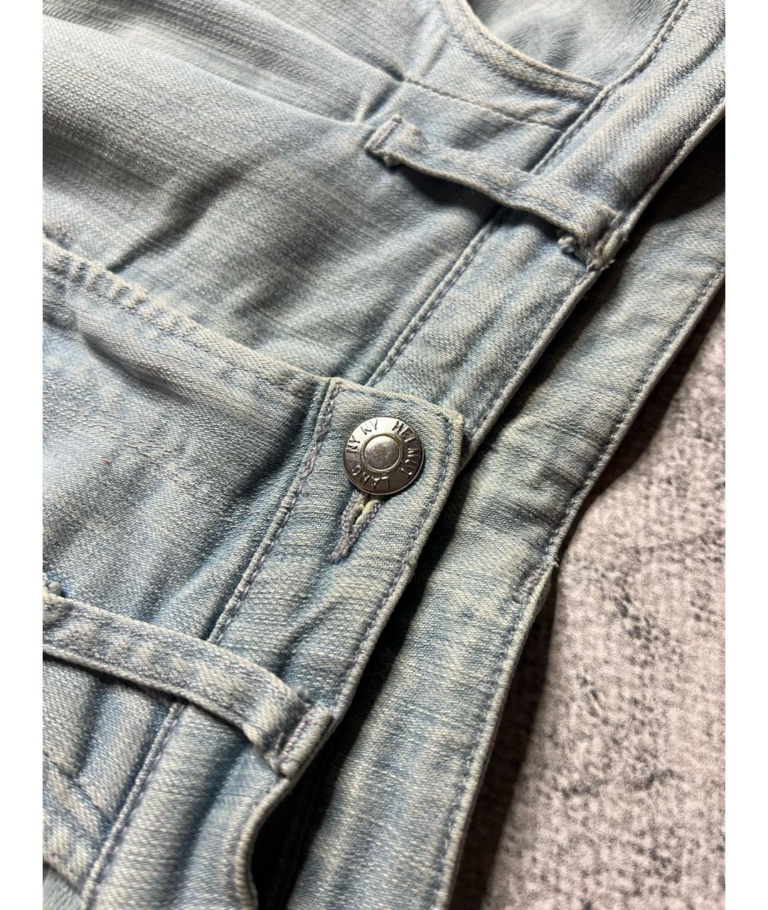 HELMUT LANG Голубые хлопко-эластановые джинсы слим, фото 3