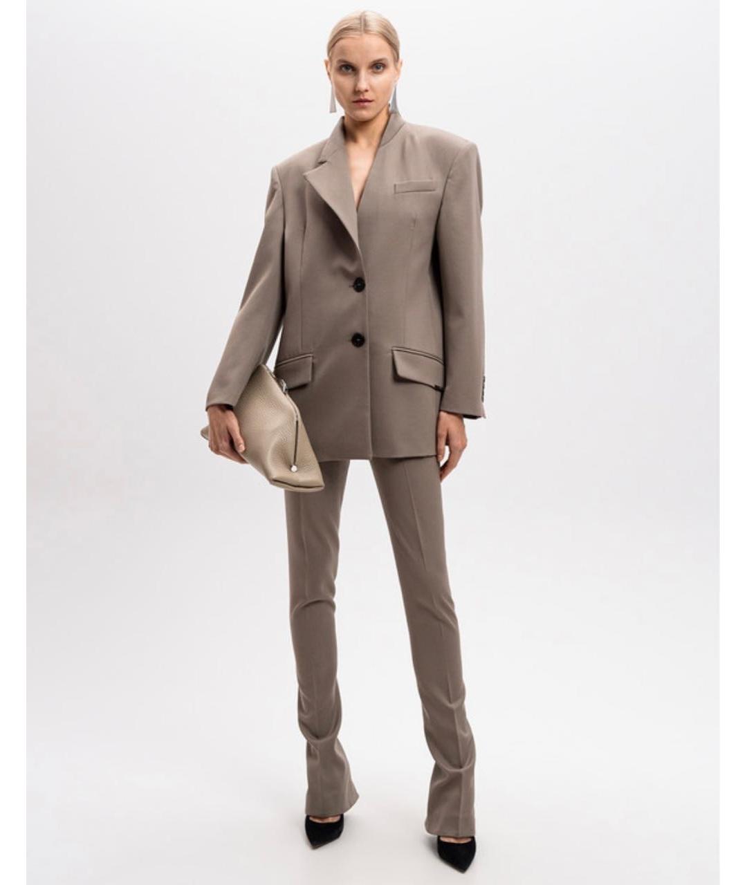 THE ATTICO Серые шерстяные брюки узкие, фото 2