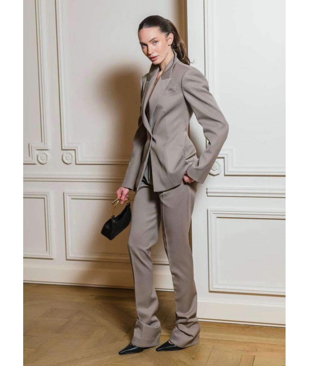 THE ATTICO Серые шерстяные брюки узкие, фото 5