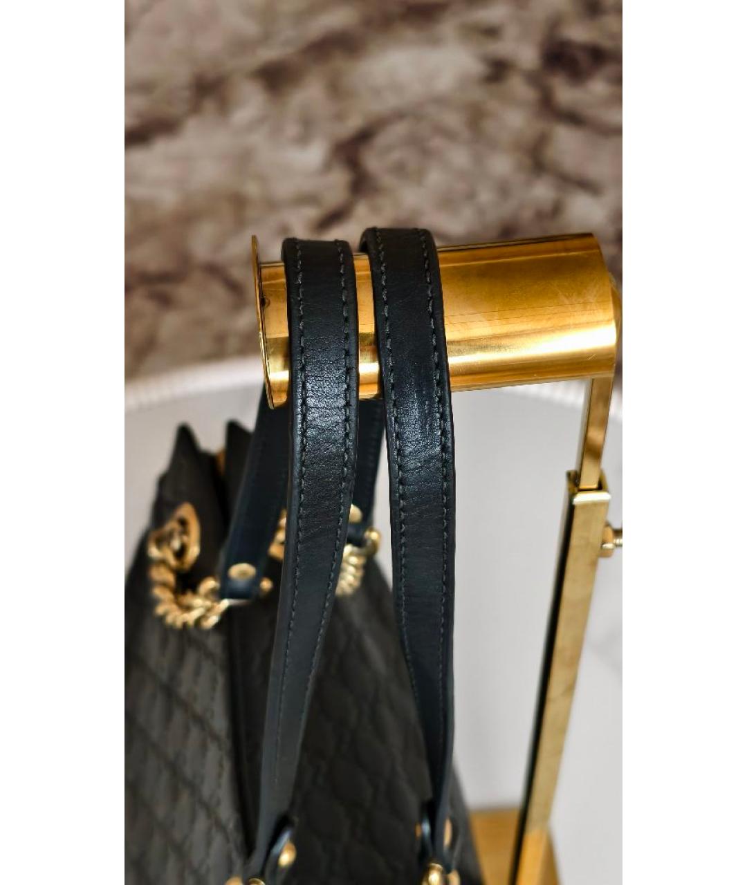 GUCCI Черная кожаная сумка тоут, фото 7