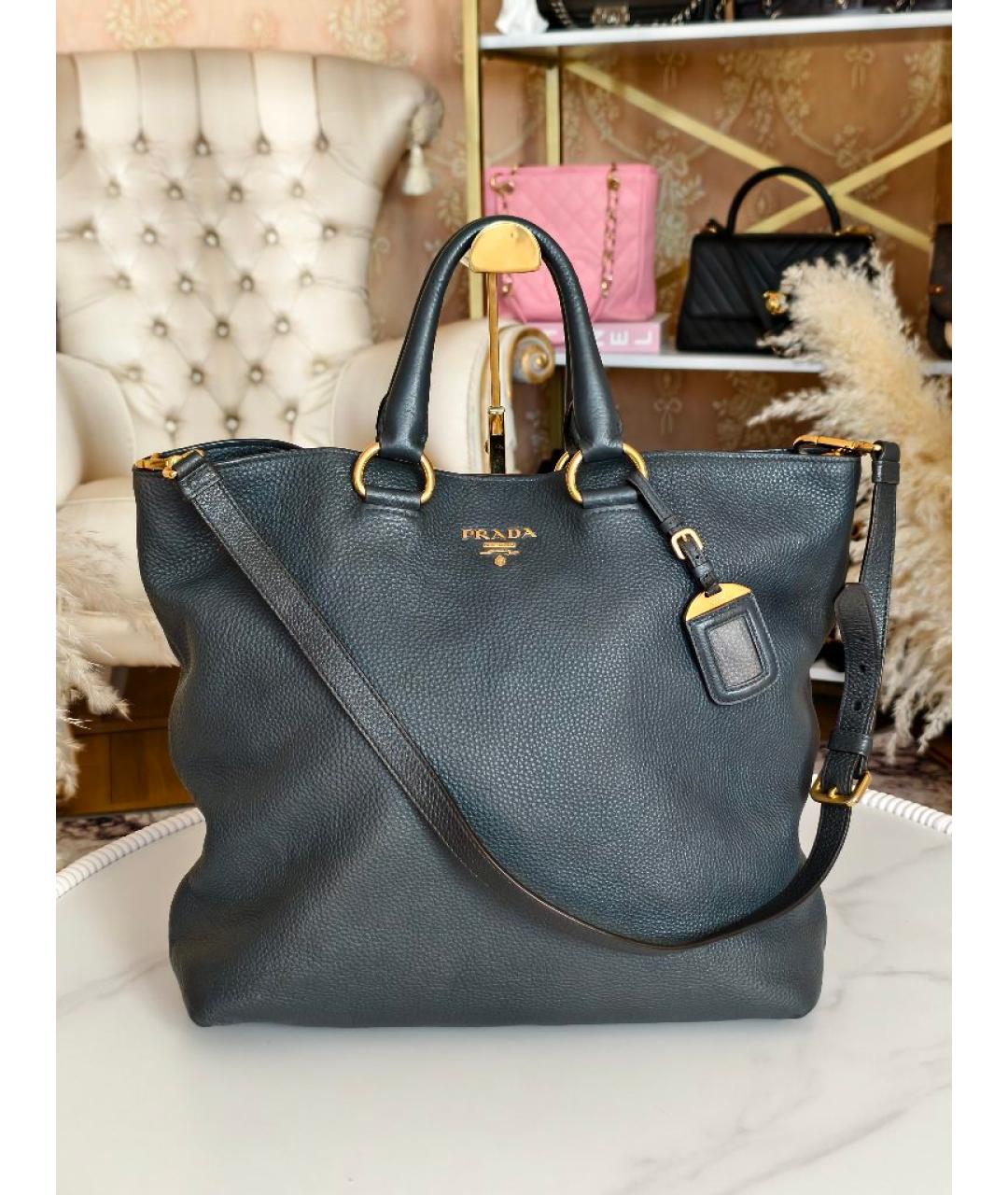 PRADA Черная кожаная сумка с короткими ручками, фото 10