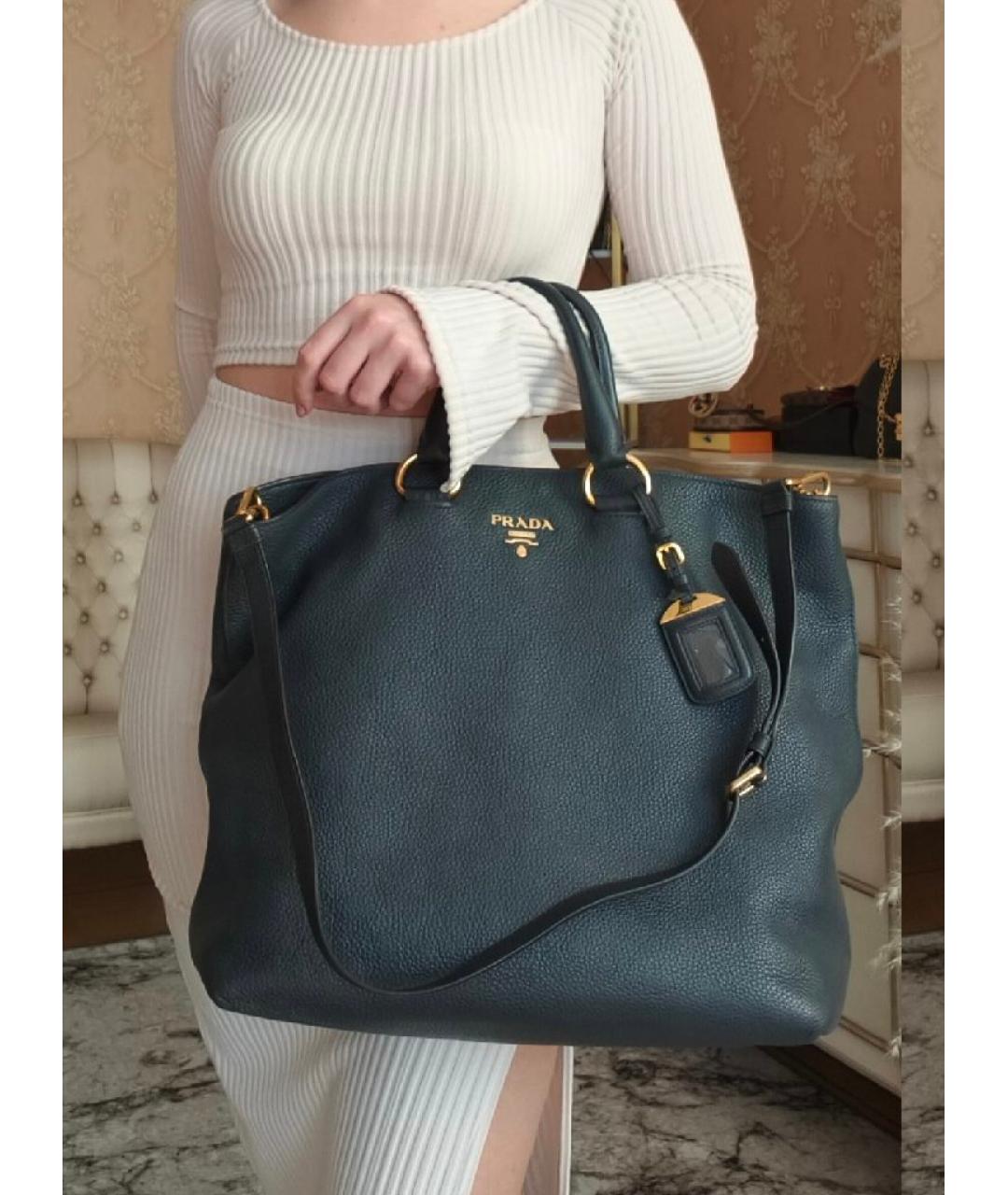 PRADA Черная кожаная сумка с короткими ручками, фото 9