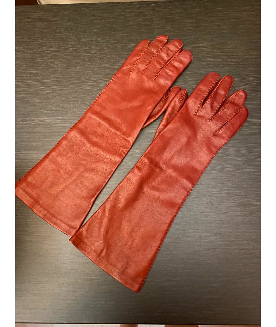 'S MAX MARA Бордовые кожаные перчатки, фото 4