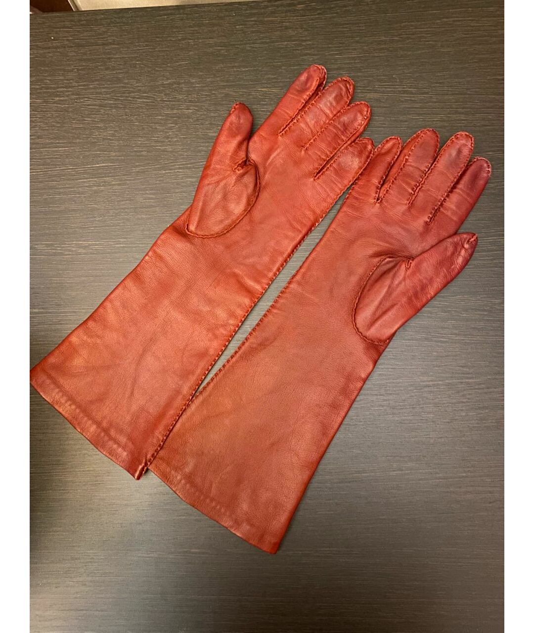 'S MAX MARA Бордовые кожаные перчатки, фото 2