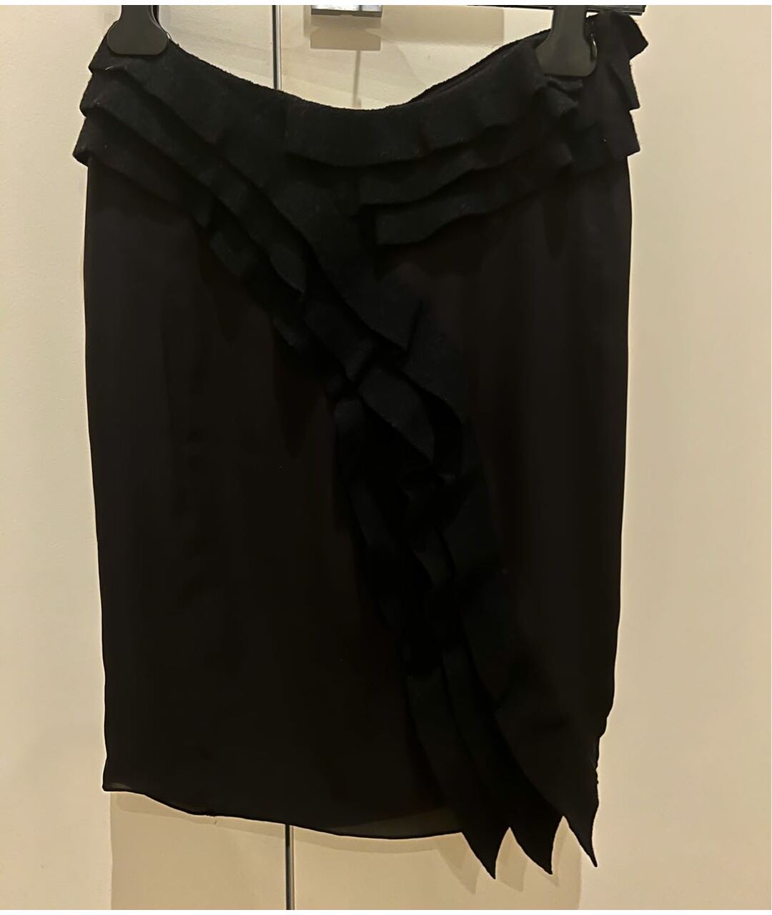 EMPORIO ARMANI Черная шелковая юбка мини, фото 7