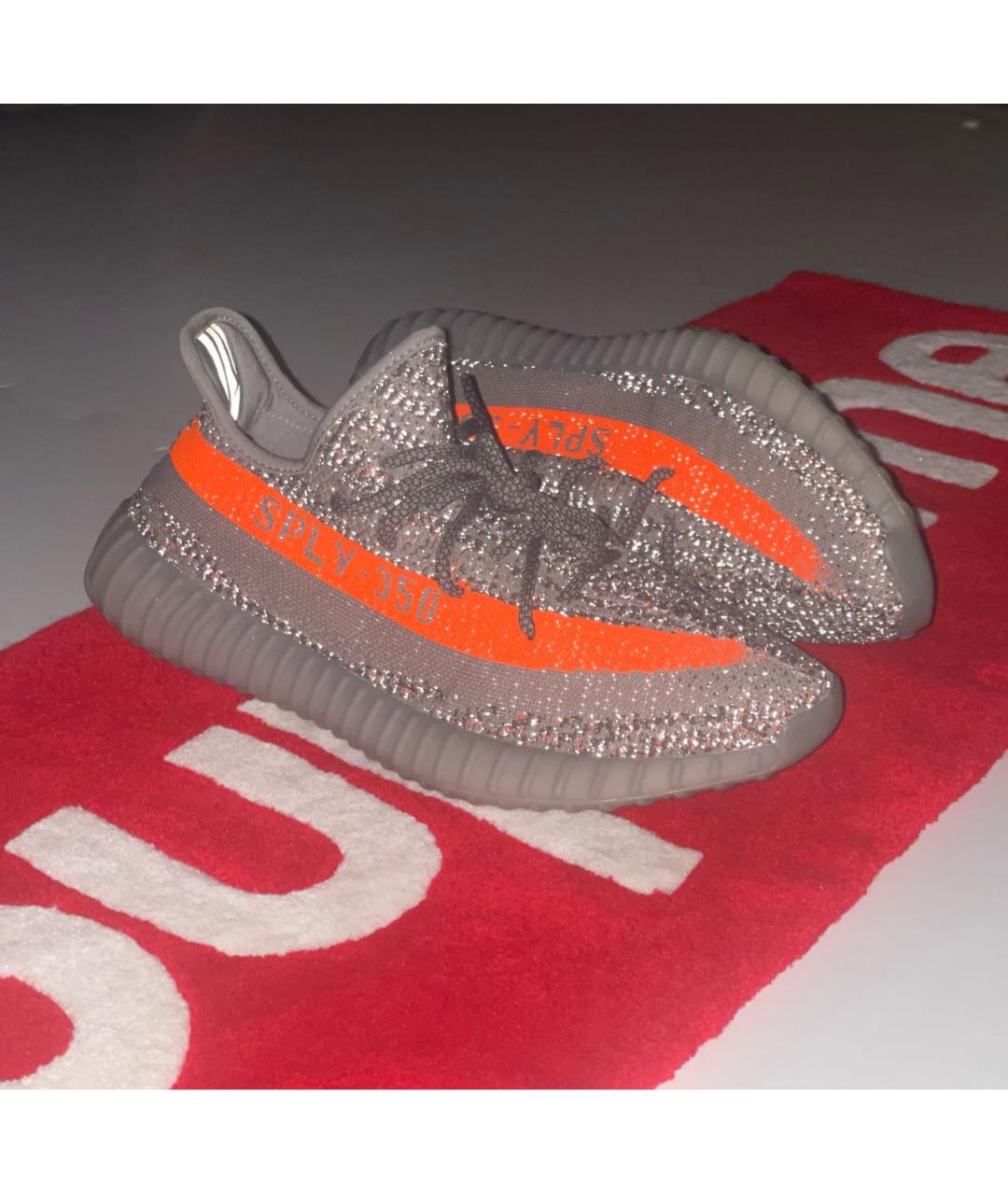 ADIDAS YEEZY Серые текстильные низкие кроссовки / кеды, фото 3