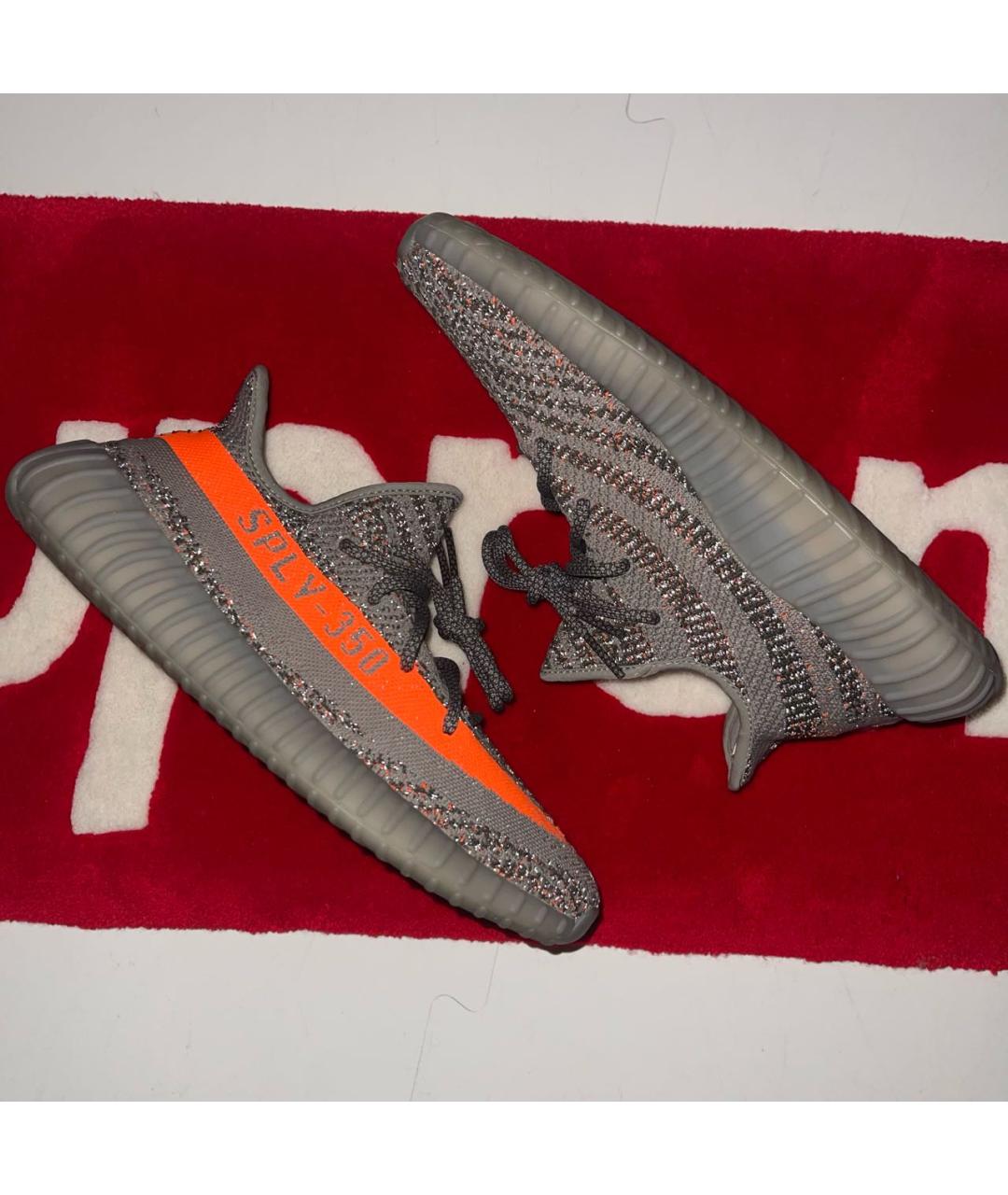 ADIDAS YEEZY Серые текстильные низкие кроссовки / кеды, фото 4