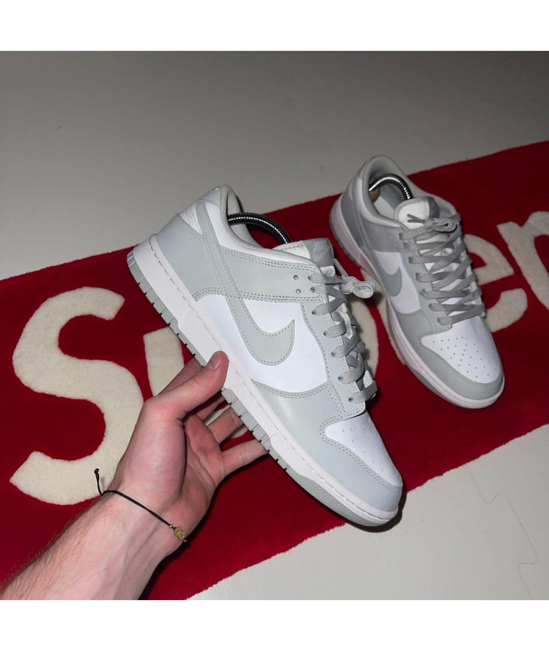 NIKE Серые низкие кроссовки / кеды из искусственной кожи, фото 2