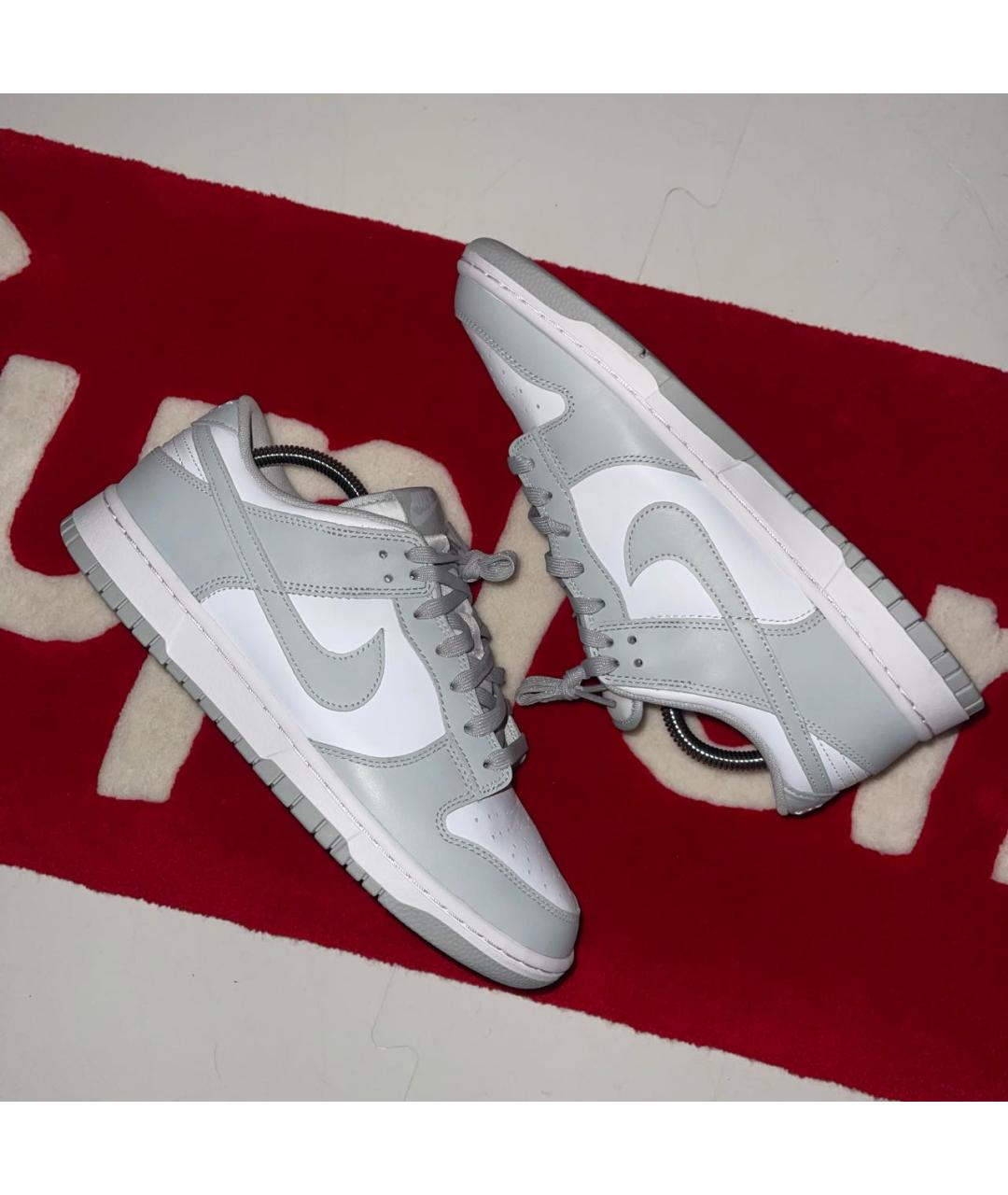 NIKE Серые низкие кроссовки / кеды из искусственной кожи, фото 4
