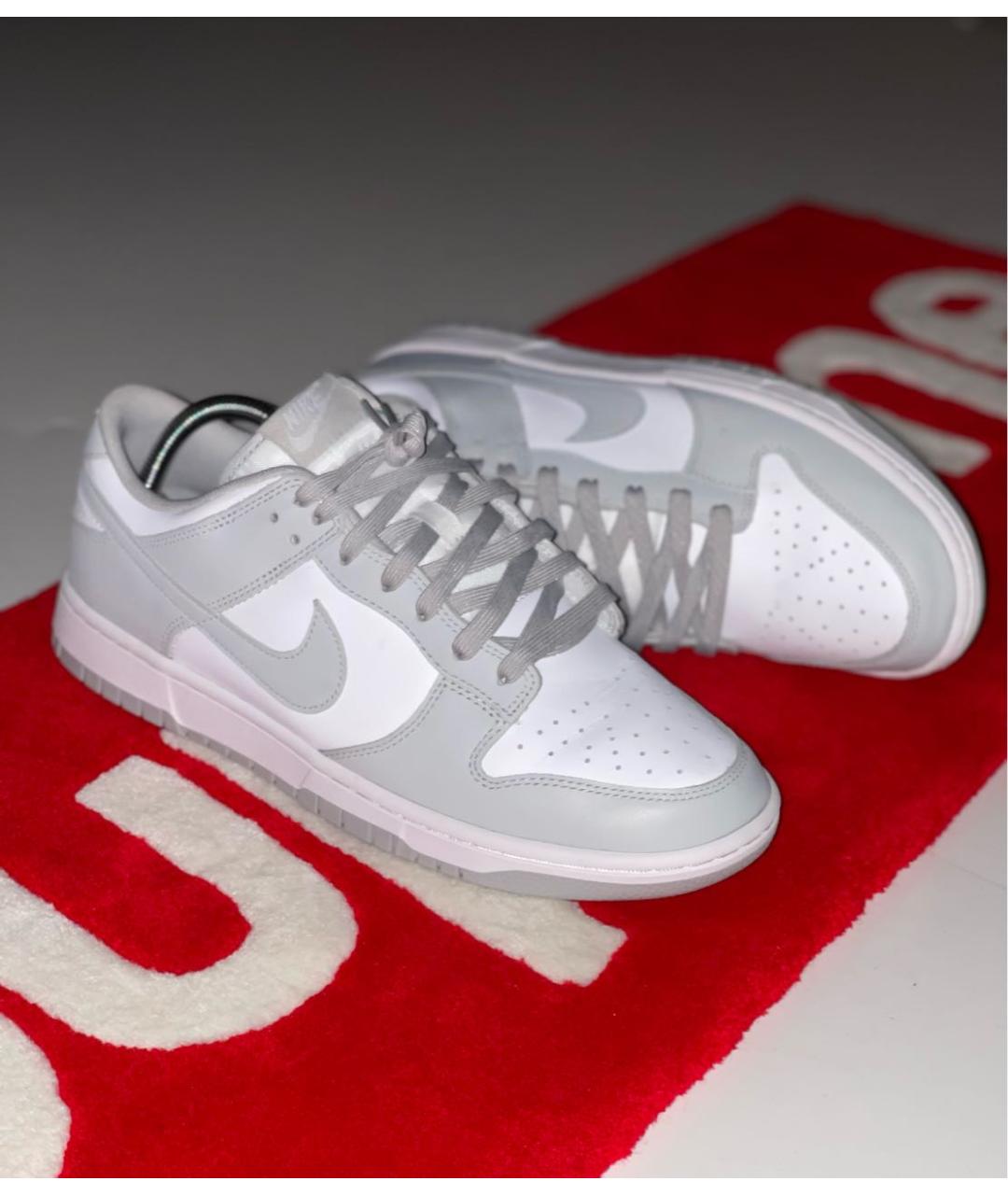 NIKE Серые низкие кроссовки / кеды из искусственной кожи, фото 3