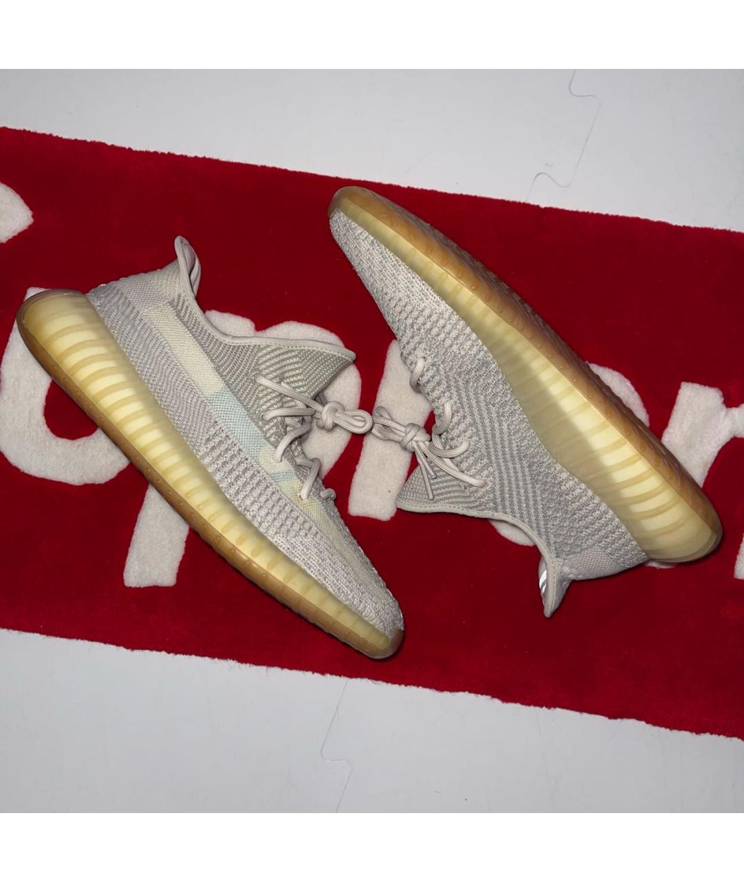 ADIDAS YEEZY Хаки текстильные низкие кроссовки / кеды, фото 4