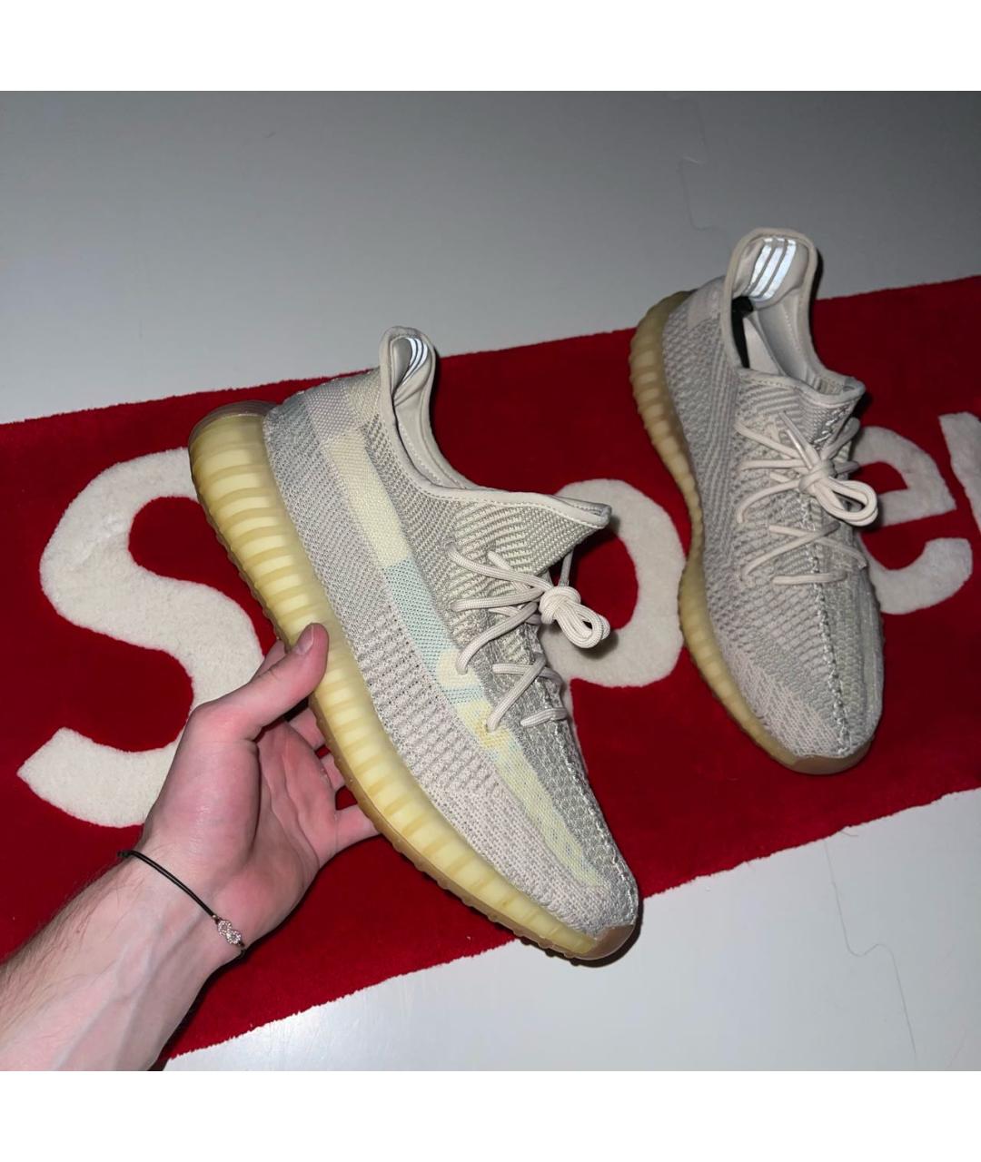 ADIDAS YEEZY Хаки текстильные низкие кроссовки / кеды, фото 2