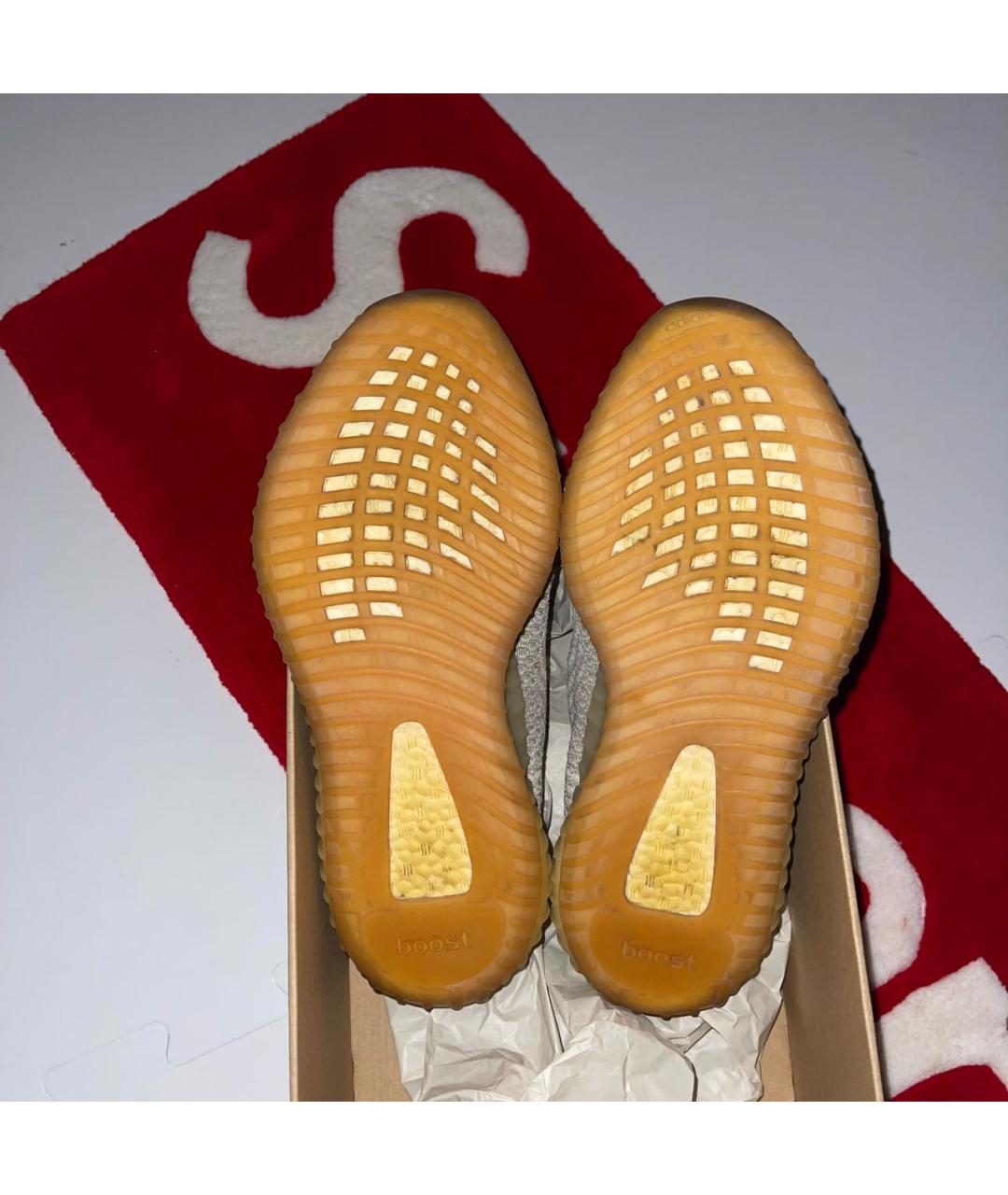 ADIDAS YEEZY Хаки текстильные низкие кроссовки / кеды, фото 6