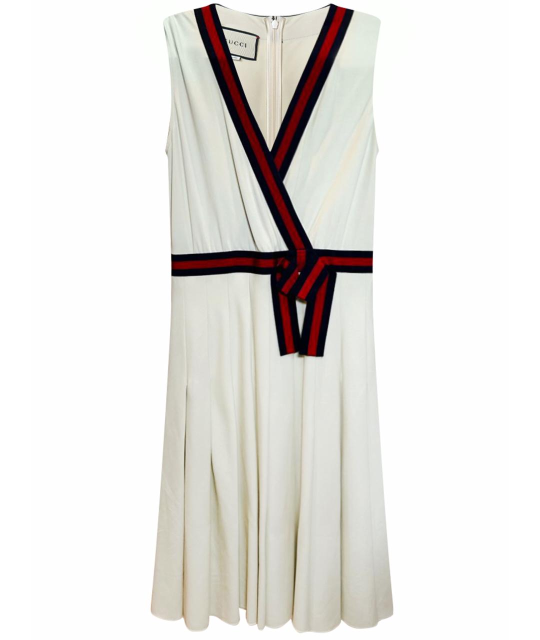 GUCCI Бежевое хлопковое коктейльное платье, фото 1