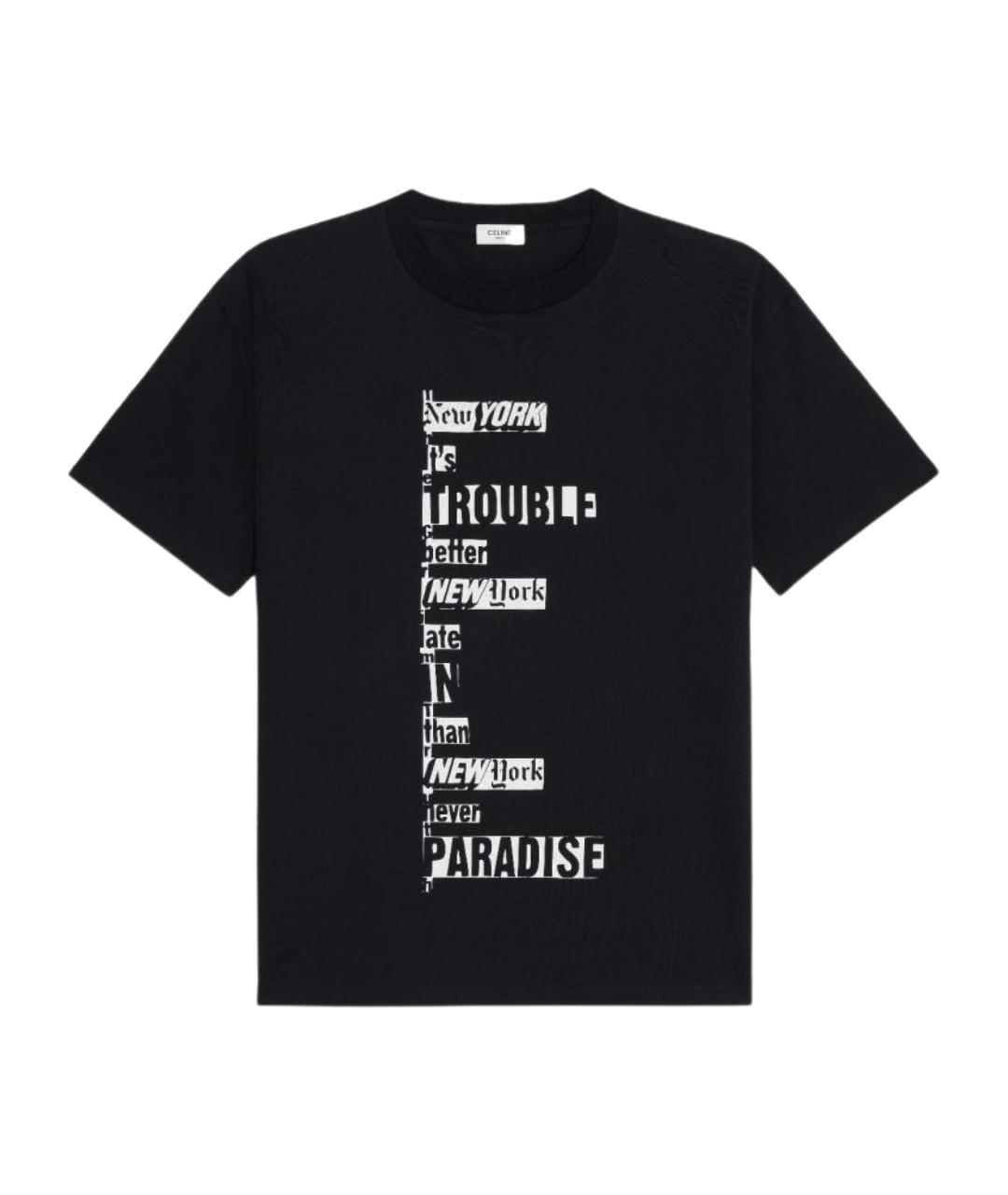 CELINE Черная футболка, фото 1