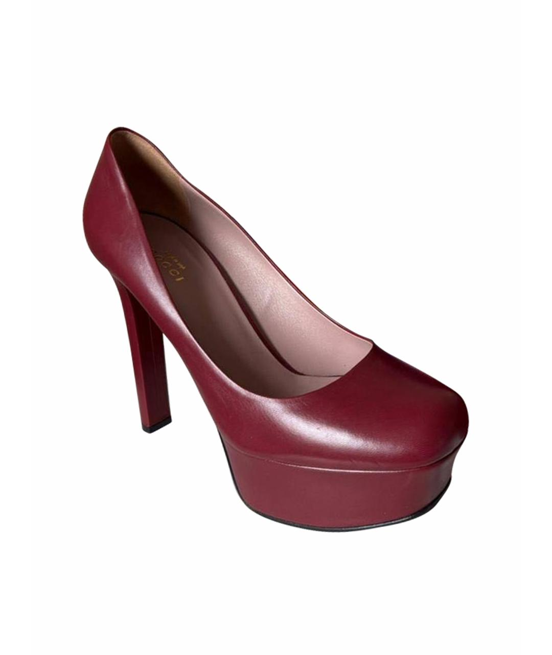 GUCCI Бордовые кожаные туфли, фото 1