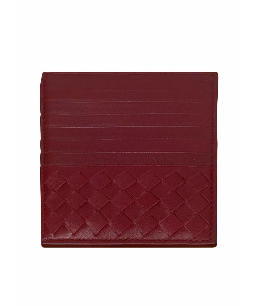 BOTTEGA VENETA Бордовая кожаная визитница, фото 1