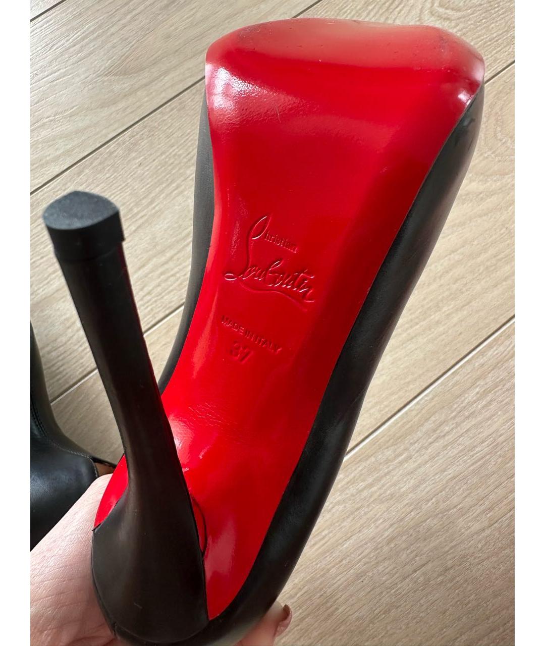 CHRISTIAN LOUBOUTIN Черные кожаные ботильоны, фото 5