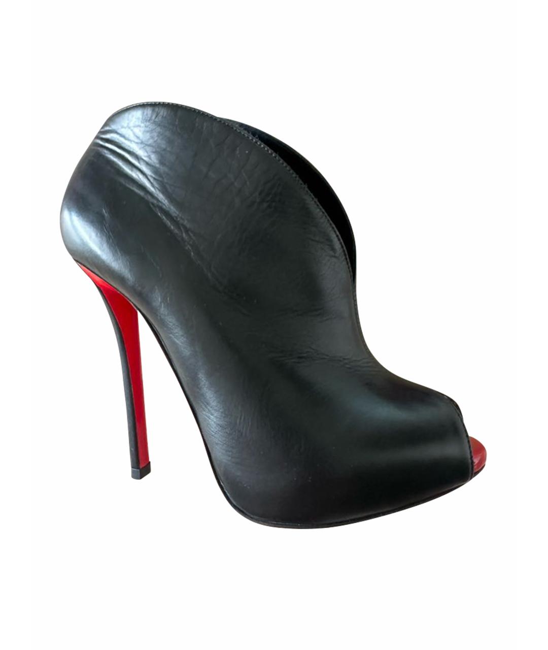 CHRISTIAN LOUBOUTIN Черные кожаные ботильоны, фото 1