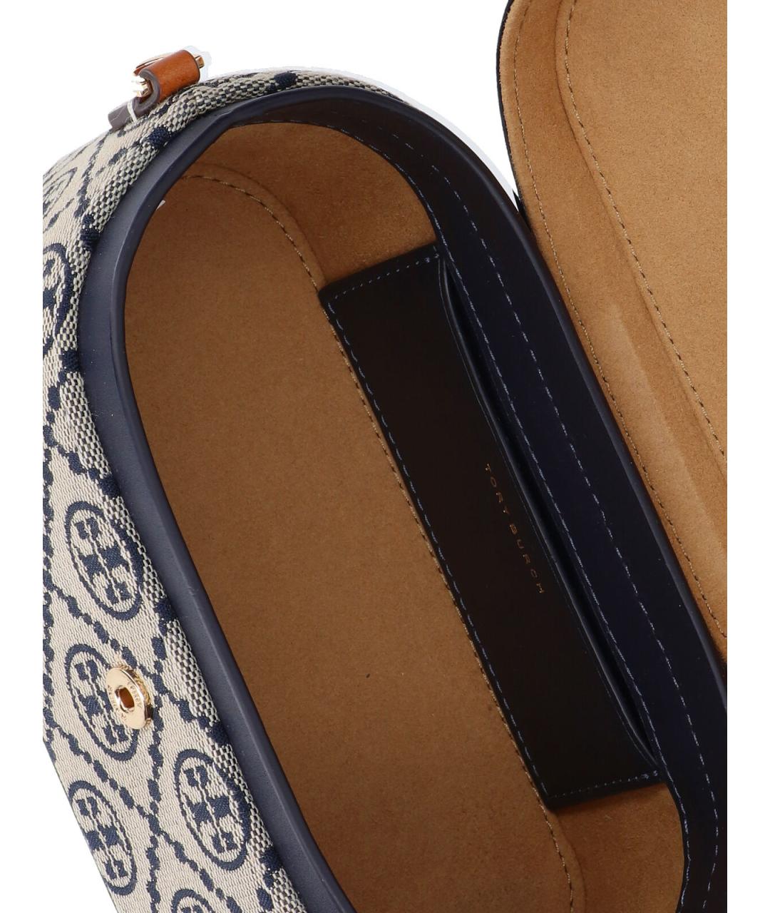 TORY BURCH Темно-синяя хлопковая сумка с короткими ручками, фото 4