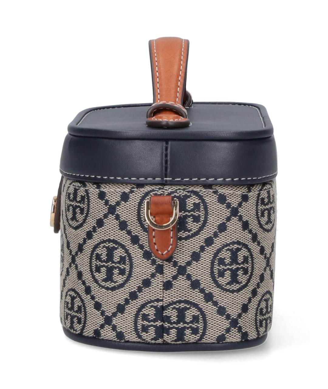 TORY BURCH Темно-синяя хлопковая сумка с короткими ручками, фото 5