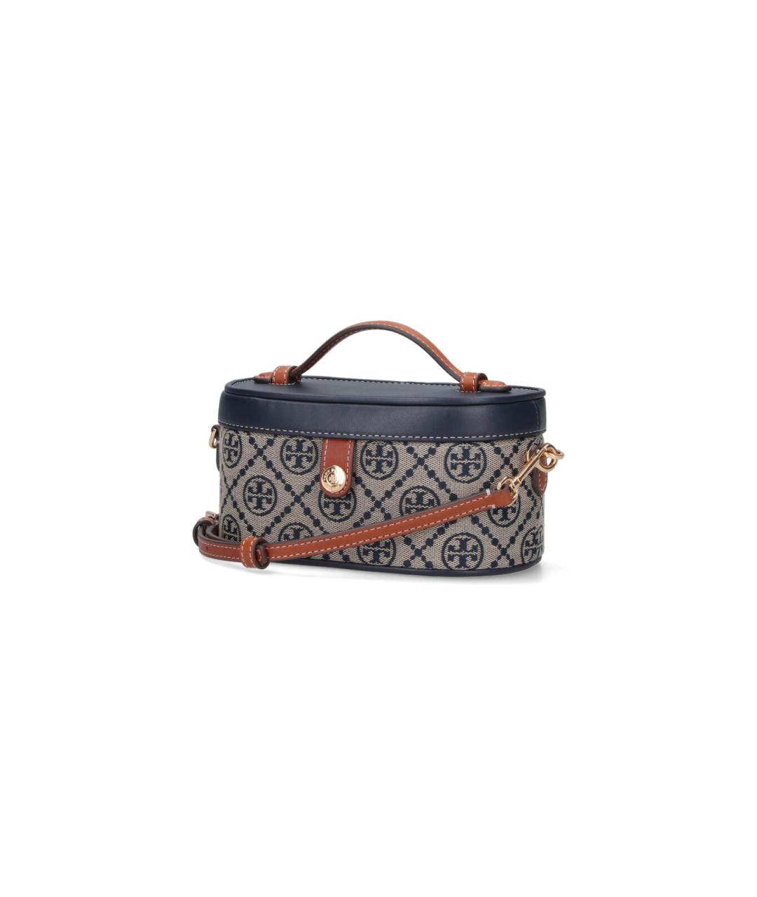 TORY BURCH Темно-синяя хлопковая сумка с короткими ручками, фото 2