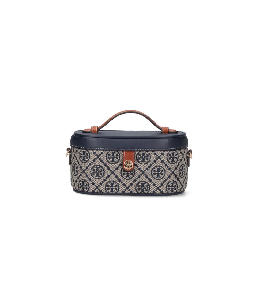 TORY BURCH Темно-синяя хлопковая сумка с короткими ручками, фото 1