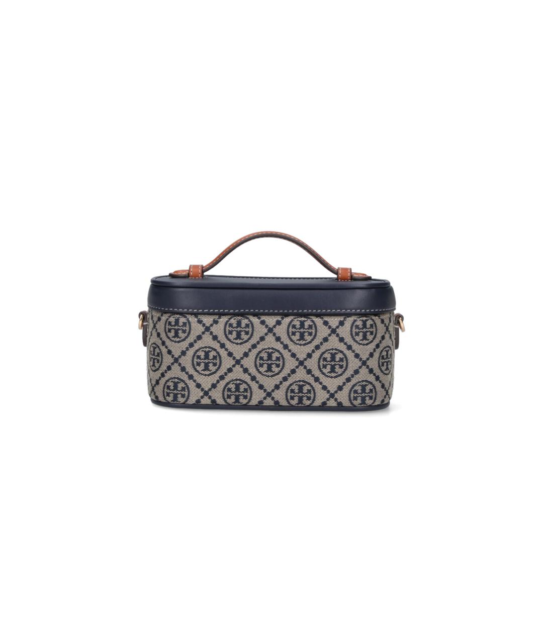 TORY BURCH Темно-синяя хлопковая сумка с короткими ручками, фото 3