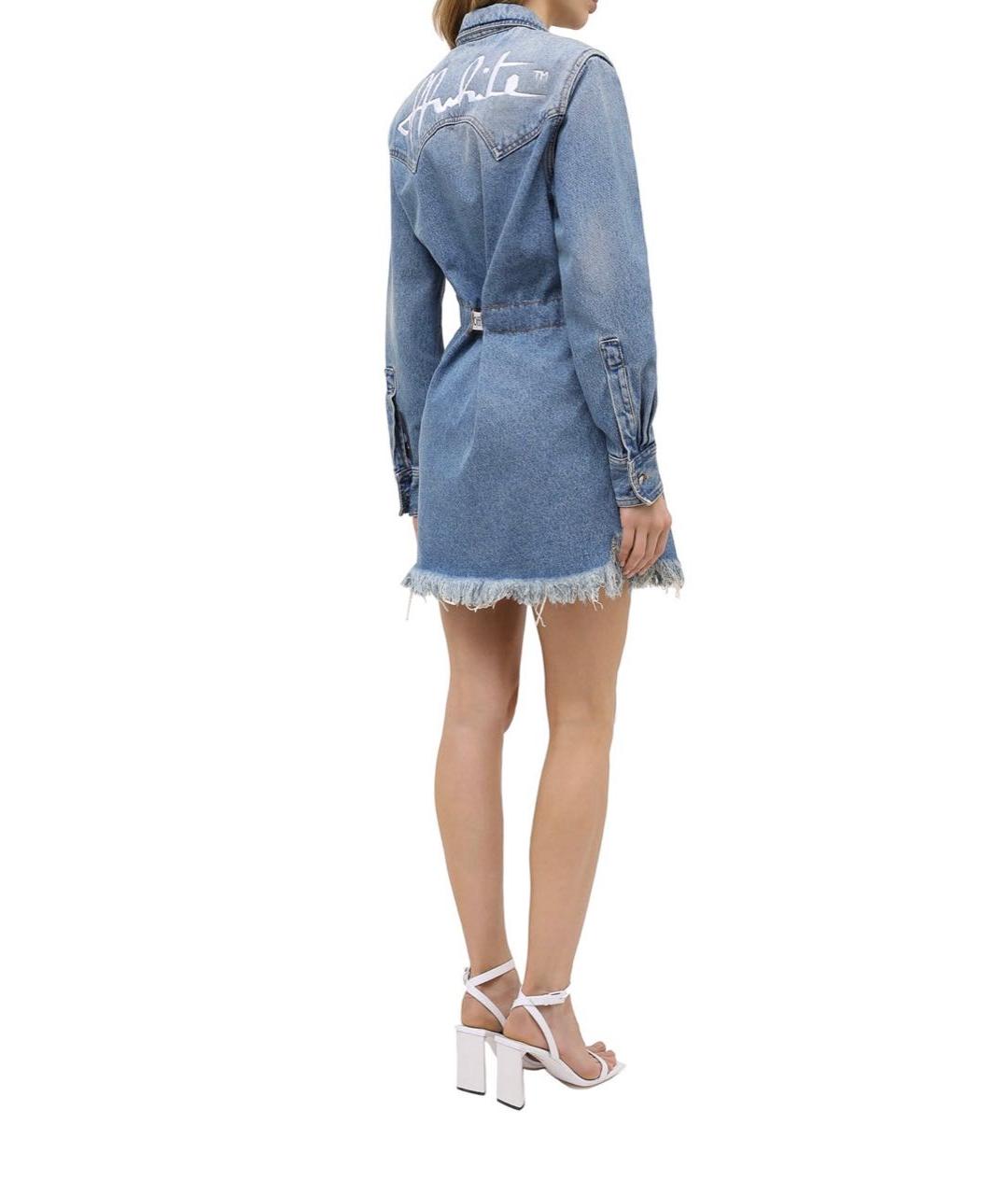 OFF-WHITE Голубое деним повседневное платье, фото 8