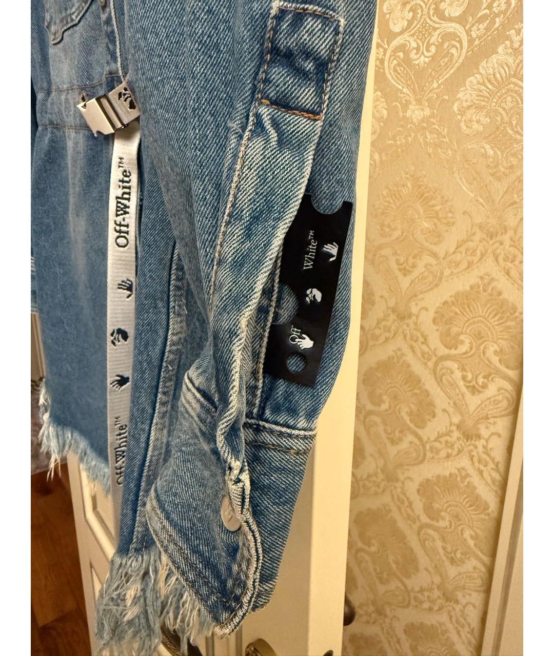 OFF-WHITE Голубое деним повседневное платье, фото 5