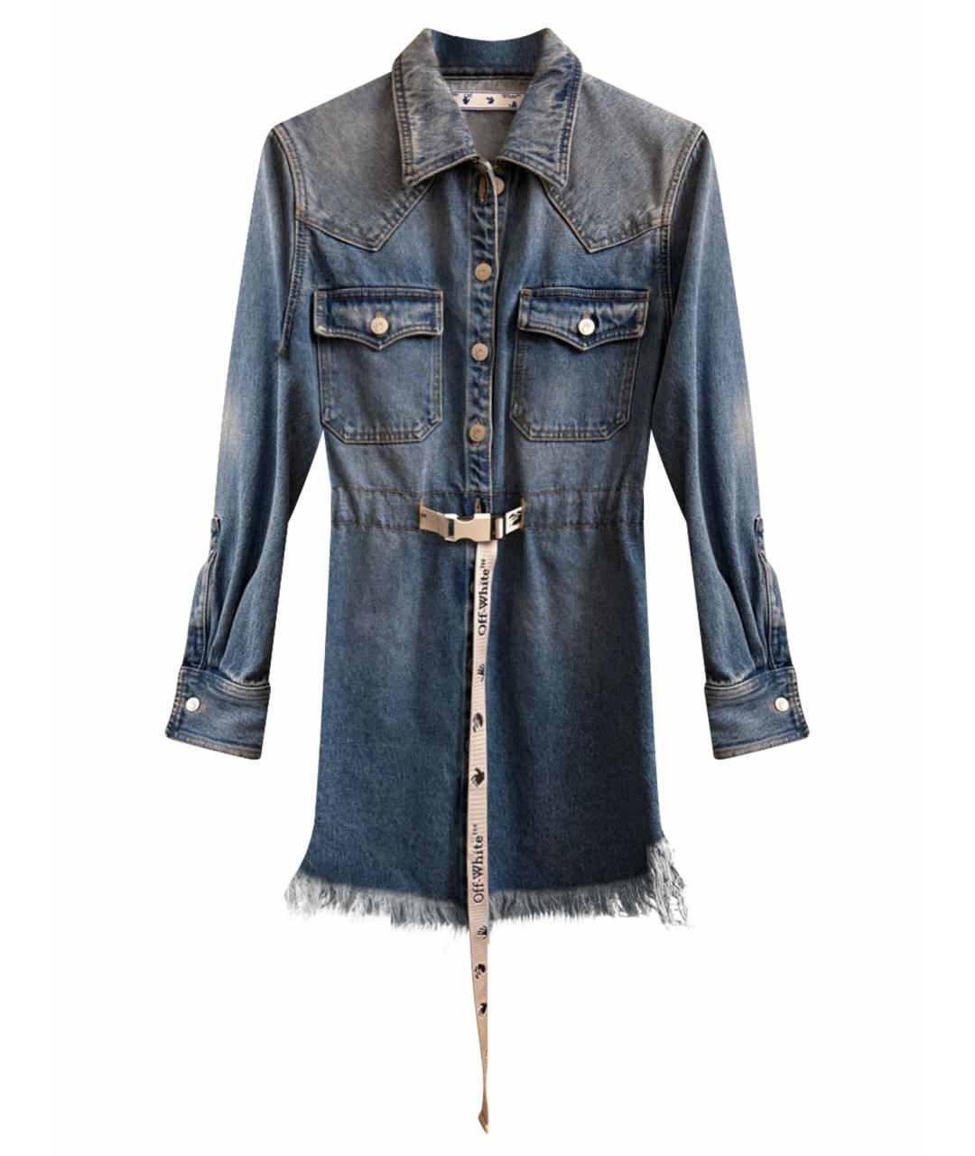 OFF-WHITE Голубое деним повседневное платье, фото 1