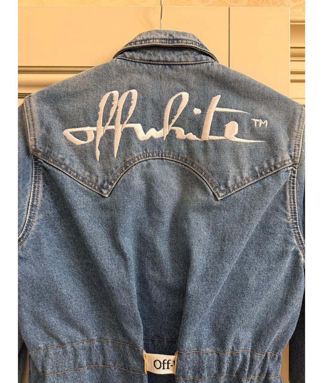 OFF-WHITE Голубое деним повседневное платье, фото 3