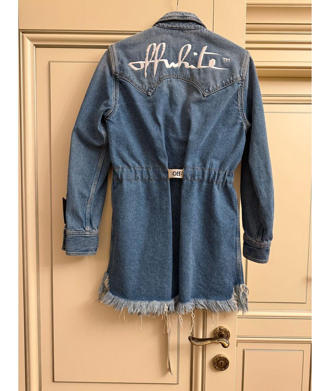 OFF-WHITE Голубое деним повседневное платье, фото 2