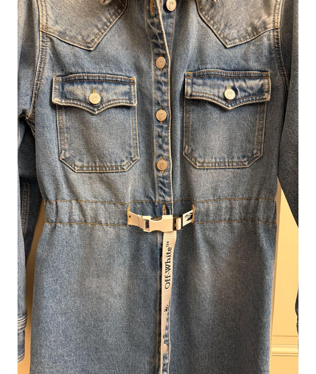 OFF-WHITE Голубое деним повседневное платье, фото 4