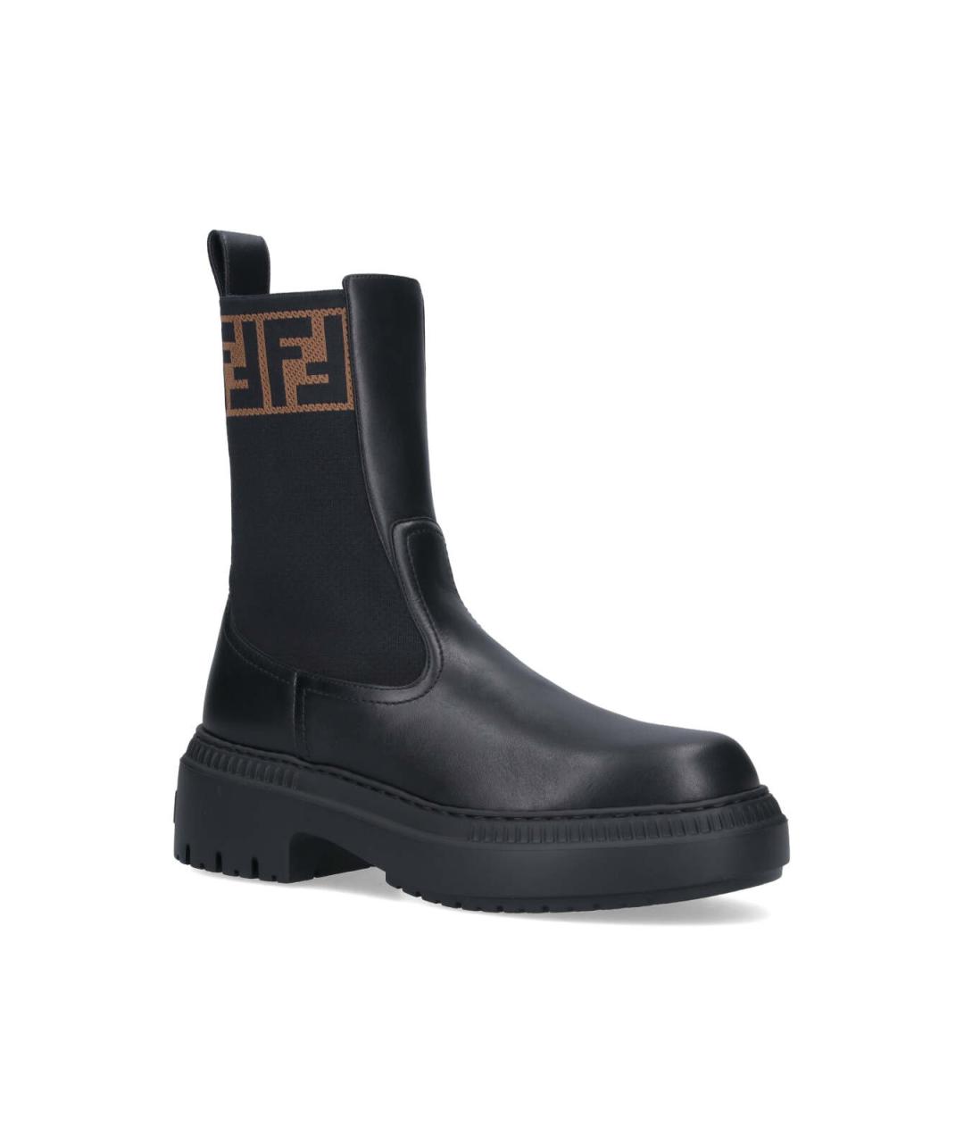FENDI Черные кожаные сапоги, фото 2