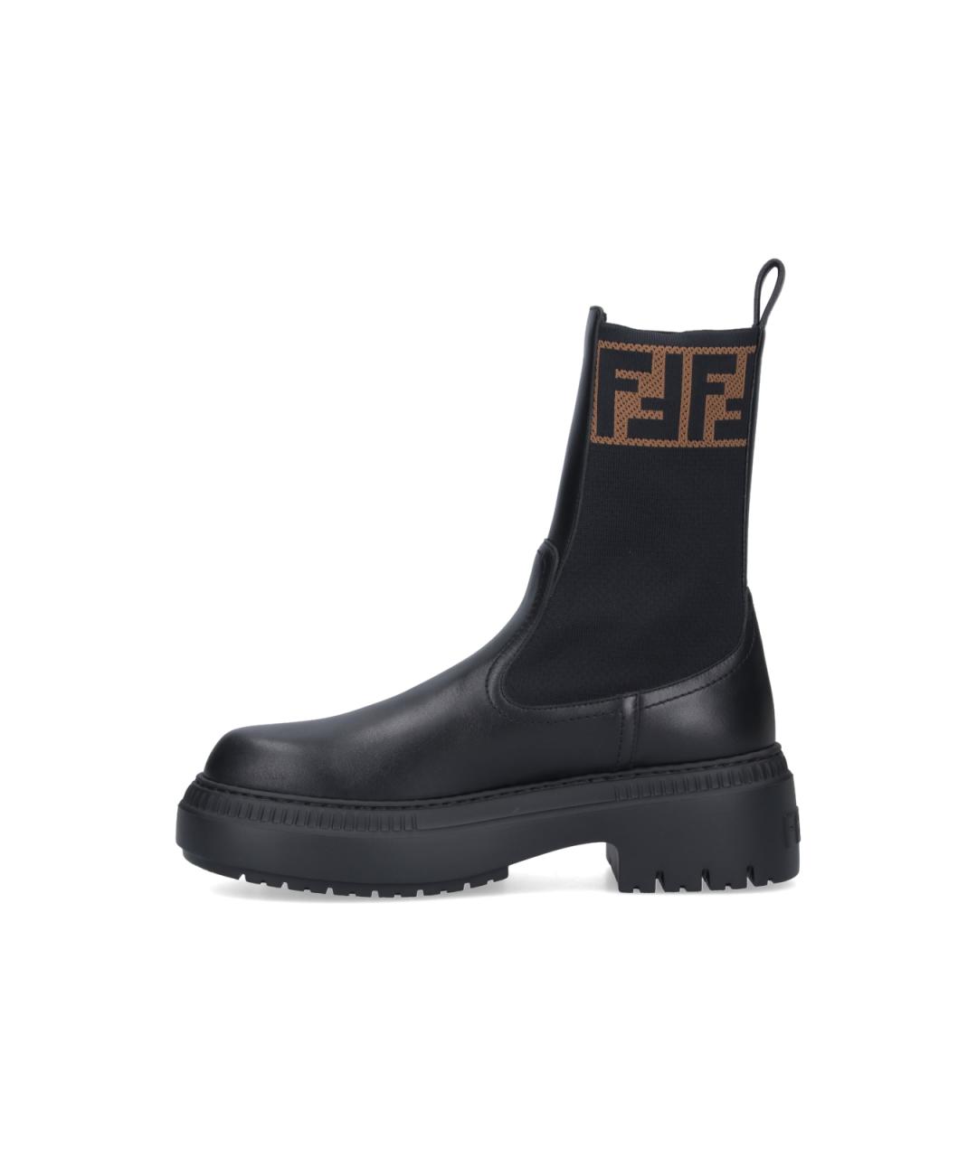 FENDI Черные кожаные сапоги, фото 3