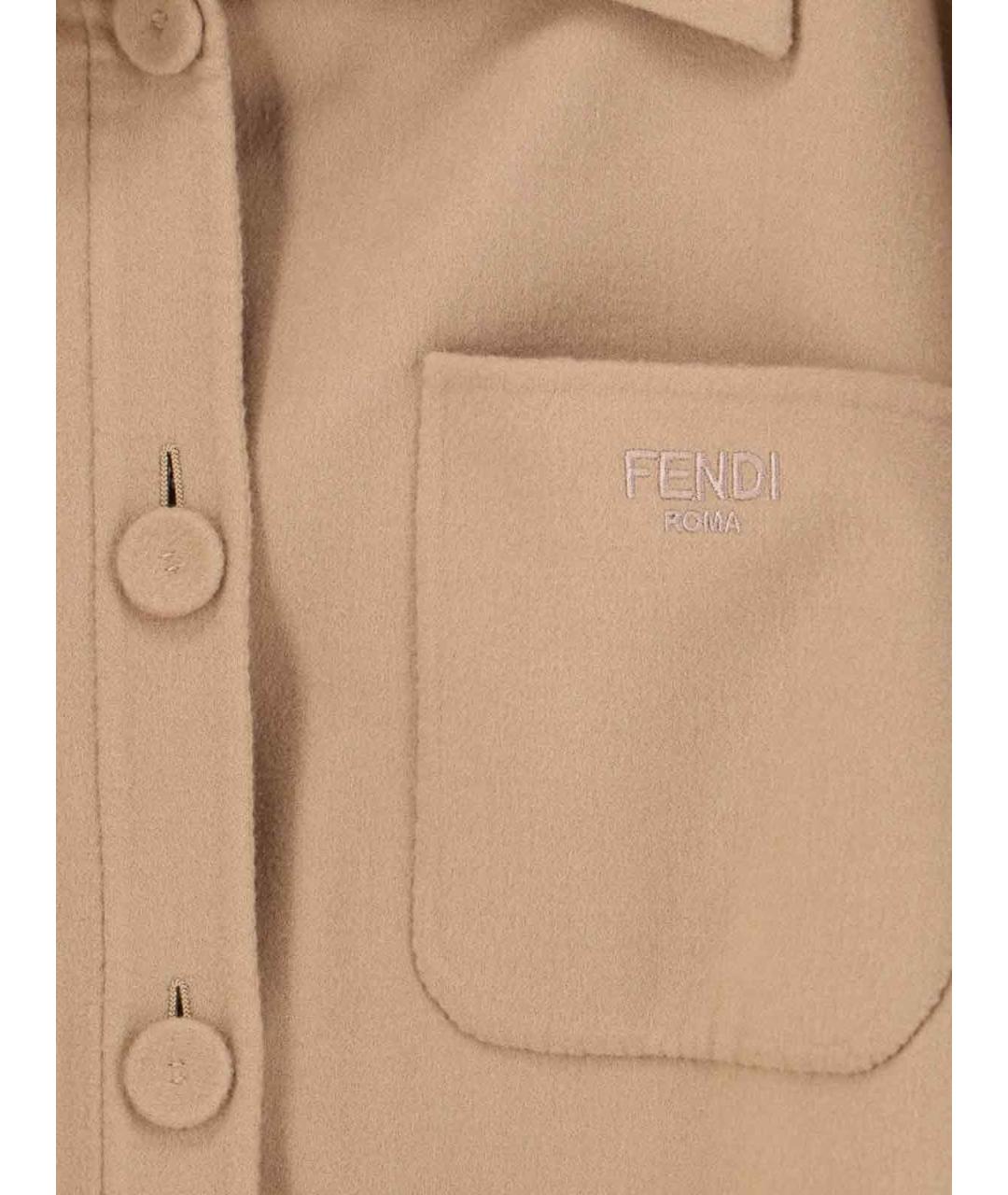 FENDI Бежевое шерстяное пальто, фото 4