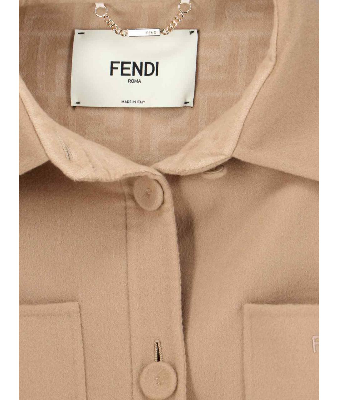 FENDI Бежевое шерстяное пальто, фото 5