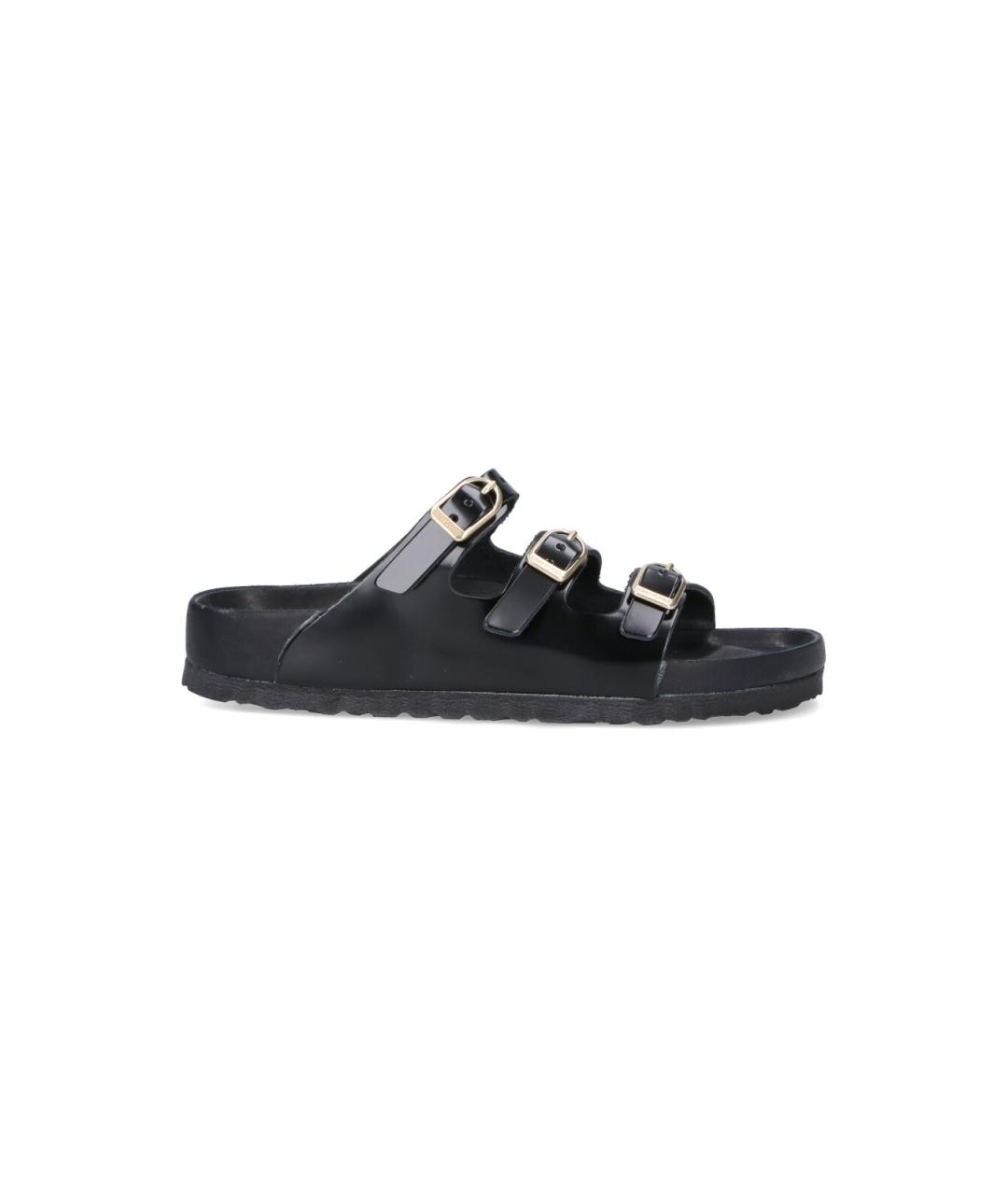 BIRKENSTOCK Черные сандалии из лакированной кожи, фото 1