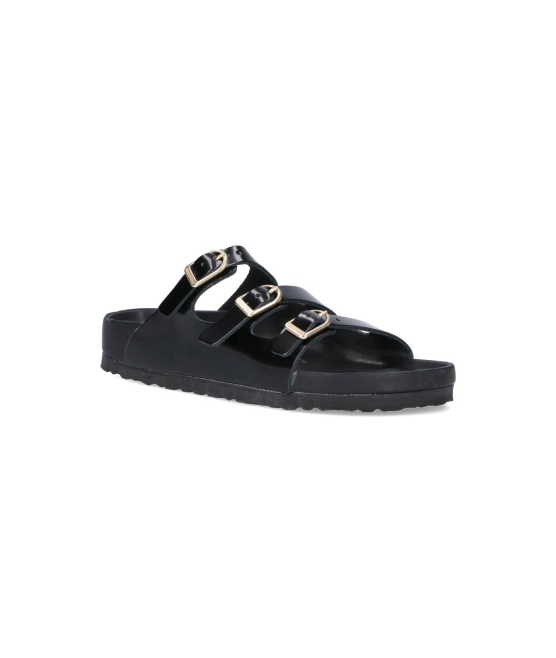 BIRKENSTOCK Черные сандалии из лакированной кожи, фото 2