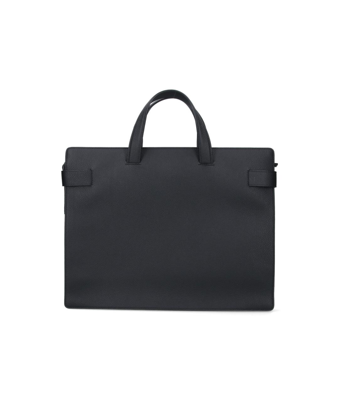 FERRAGAMO Черный кожаный портфель, фото 3