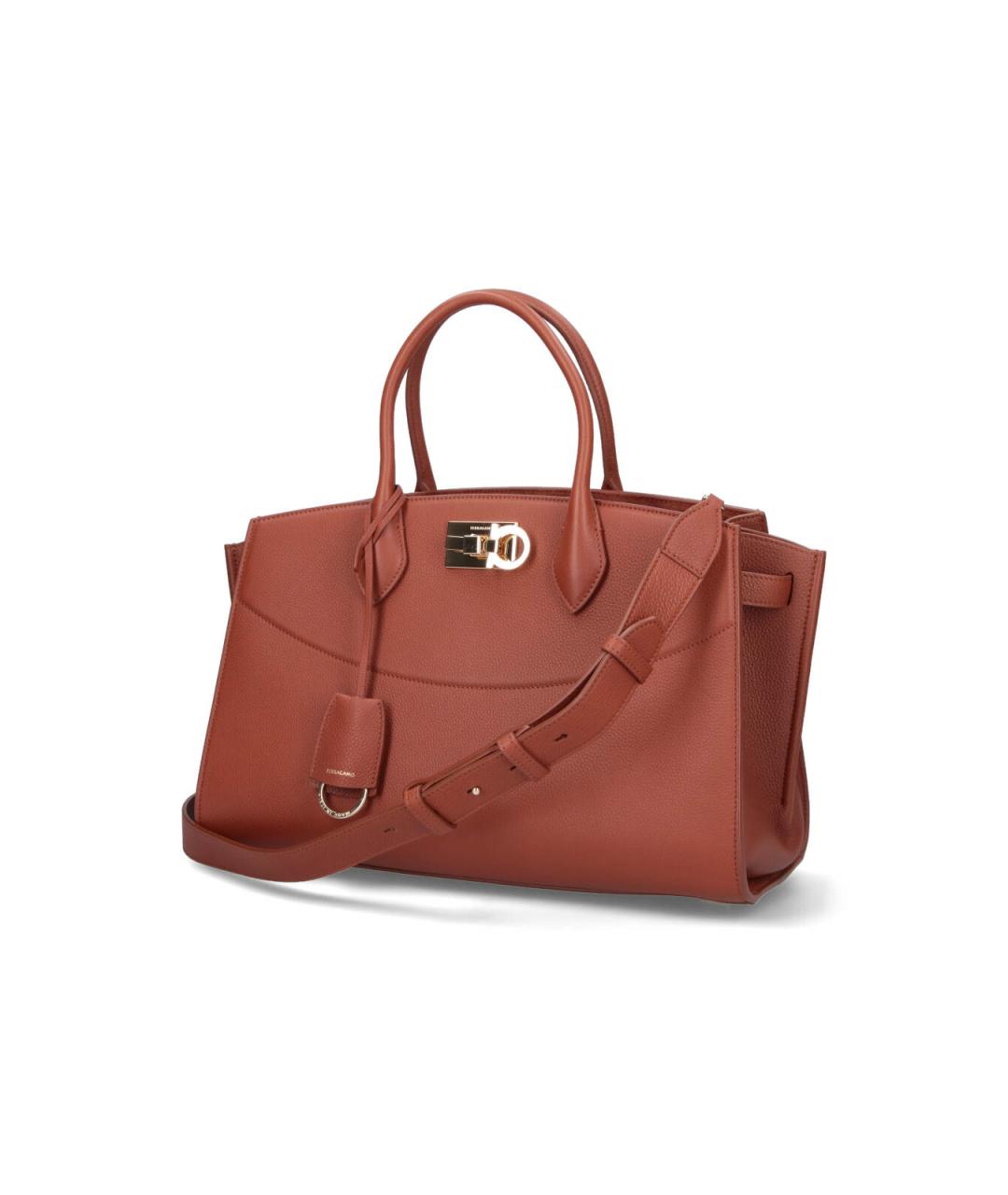 FERRAGAMO Коричневая кожаная сумка тоут, фото 2