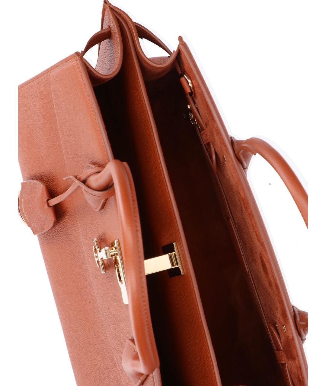 FERRAGAMO Коричневая кожаная сумка тоут, фото 4
